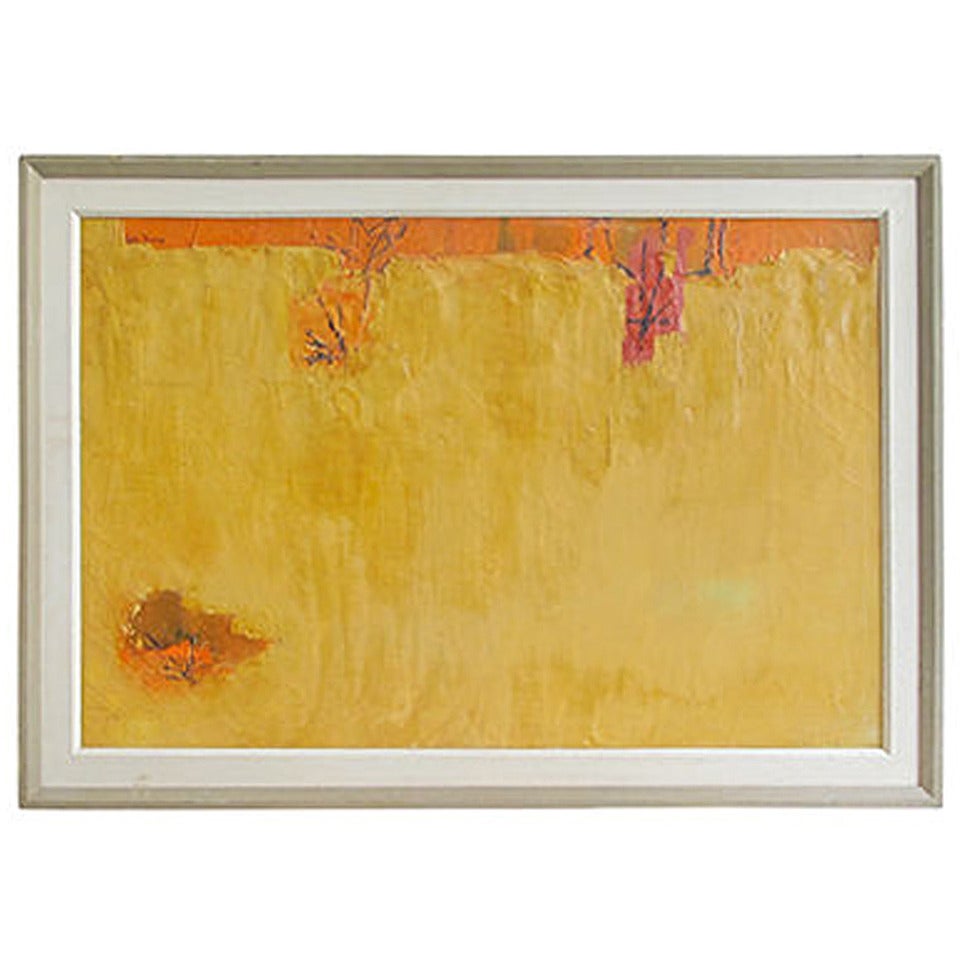 1950s Yellow and Orange Abstract Painting