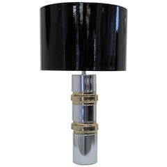 Vintage Chrome Cylinder Table Lamp