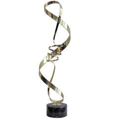 Vintage Brass Spiral Swirl Sculpture by C. Jeré