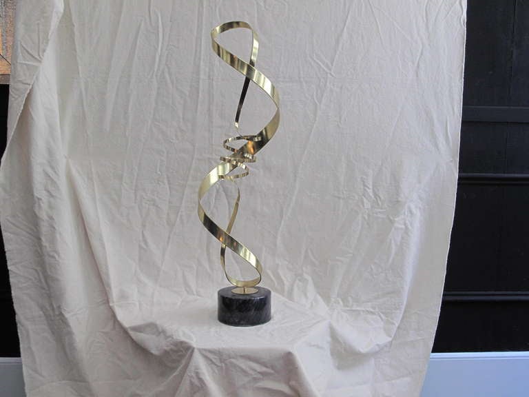 Vintage Brass Spiral Swirl Sculpture by C. Jeré