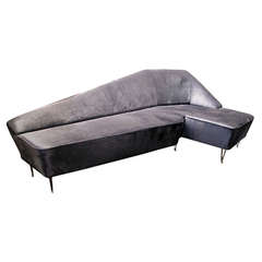 1950
s Angular Grey Silk Velvet Sofa