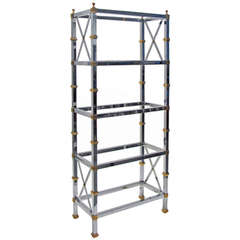 1970's Neoclassical Brass and Steel Etagere