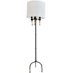 Vintage Black and Brass Candelabra Floor Lamp