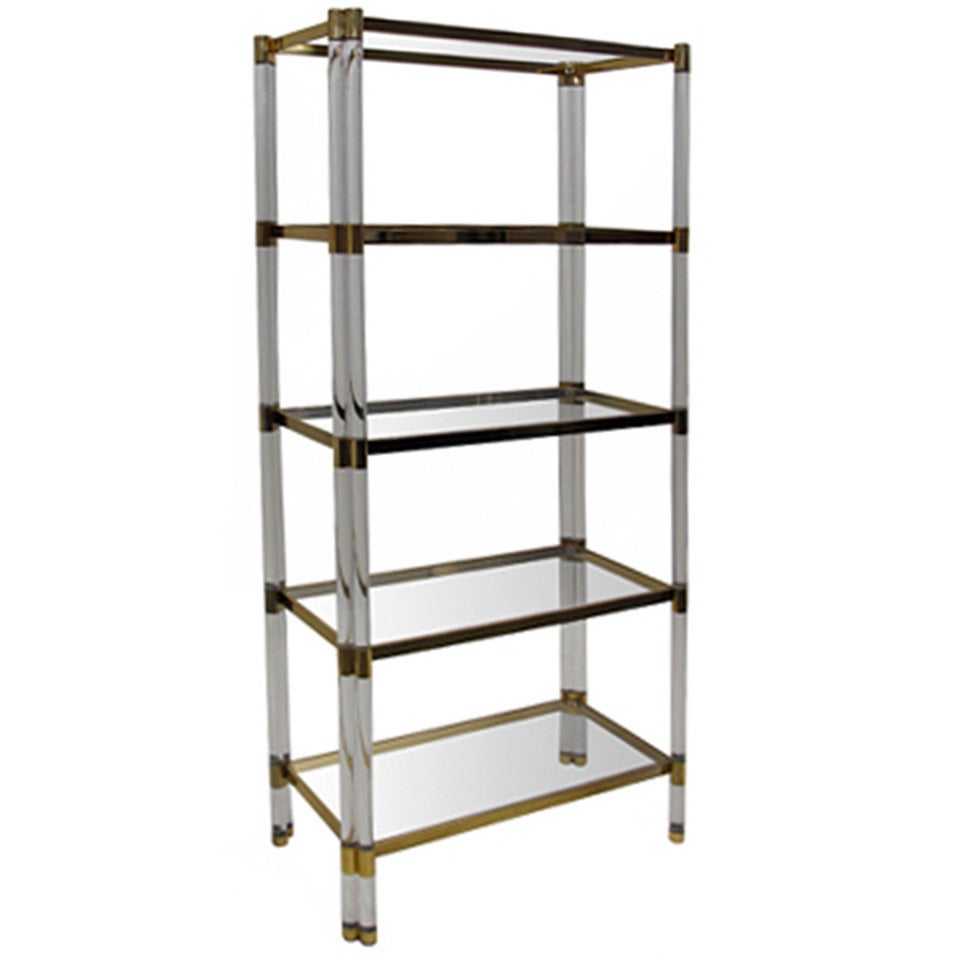 1970's Lucite and Brass Etagere