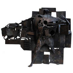 "Le Passe Muraille" Abstract Figure in Wall Sculpture By Andre Gaillard 12