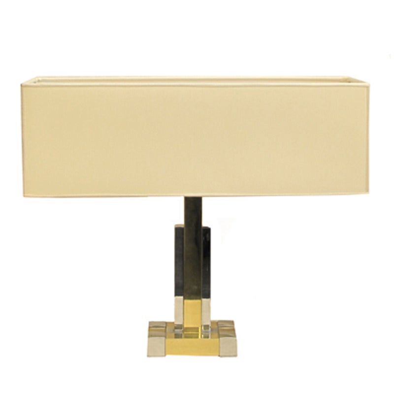 French Brass and Chrome Table Lamp