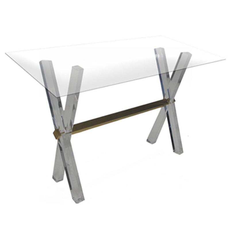 Lucite X Base Console Table