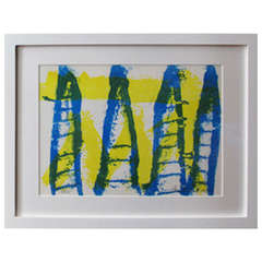 Blue and Yellow Lithograph by Martin Levitt