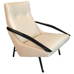 French 1950's Slope Arm Lounge Chair