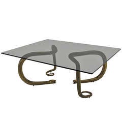 Brass Snake Coffee Table Attributed to Chervet