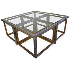 Vintage Maison Charles Brass And Chrome Five-Segment Square Coffee Table