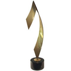 1970s Brass Cut Flame Sculpture by Curtis Jeré