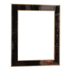 French 1970's Fume Plexi and Bronze Framed Mirror