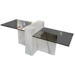 Vintage Marble and Glass Two-Tier Coffe Table