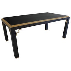 1970s Maison Jansen Black Lacquer Dining Table 1
