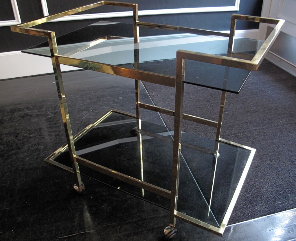 Vintage Brass and Glass Bar Cart
