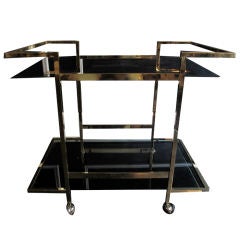Vintage Brass and Glass Bar Cart