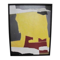 Large-Scale Yellow Abstract Oil on Board