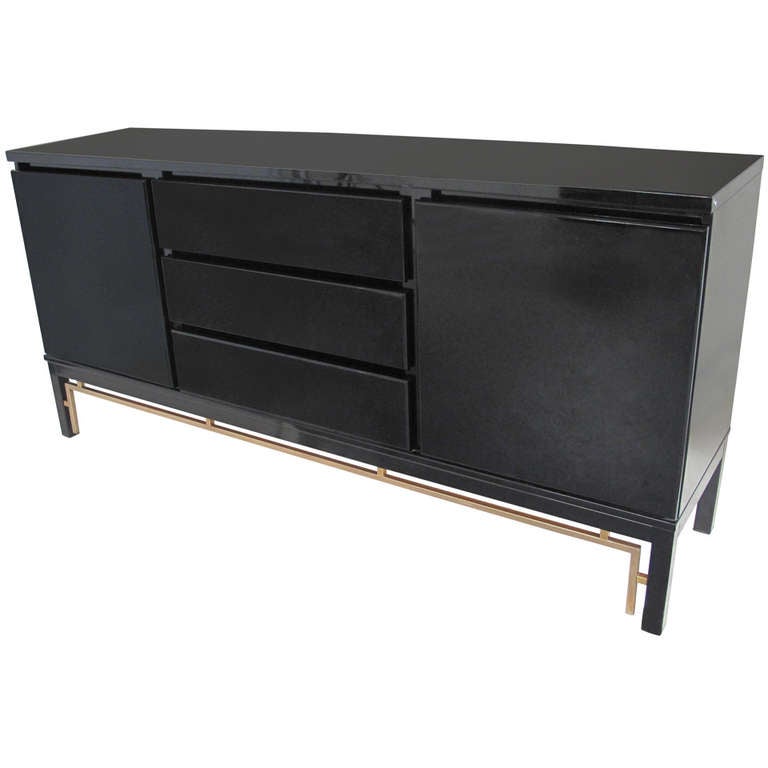 French Vintage Black Lacquer Sideboard at 1stdibs