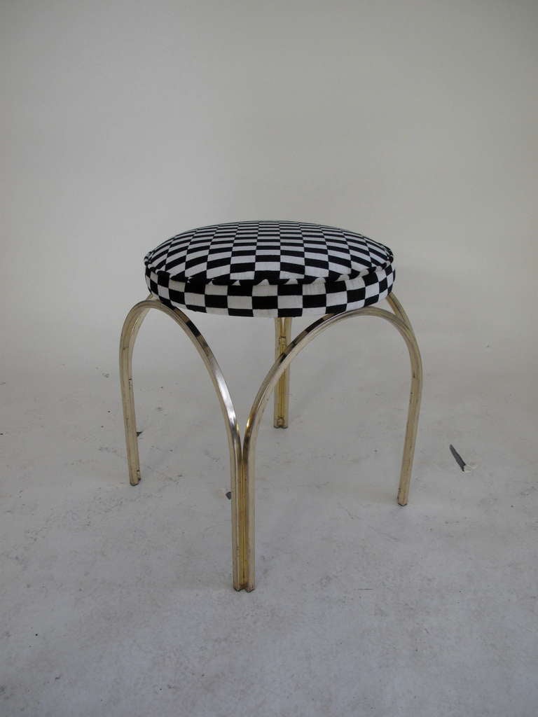 Vintage Italian Brass Arch Base Stool