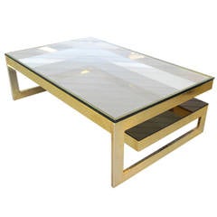 1970s Gold Two-Tier Coffee Table