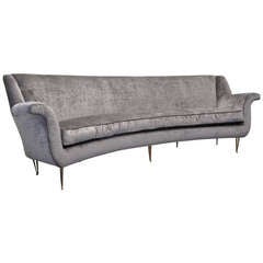 1960's Italian Curved Back Sofa in Velvet