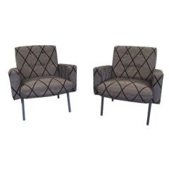 Pair of Square Back Armchairs in the style of Pierre Gauriche