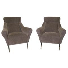 Vintage Rounded Arm Lounge Chair with Metal Legs