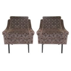 Pair of 1950's Italian Curved-Arm Armchairs
