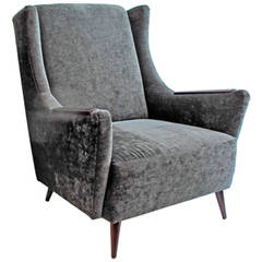 Charcoal Velvet Wingback Chair
