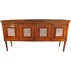 Exceptional Vintage Oak Sideboard with Parchment Inset Panels