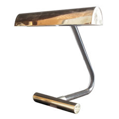 1970's Peter Hamburger Lucite and Brass Desk Lamp