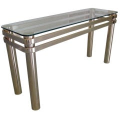 Vintage Brass and Glass Console Table