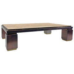 Vintage Copper and Travertine Coffee Table