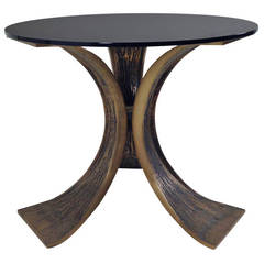 Vintage Etched Bronze Tulip Side Table