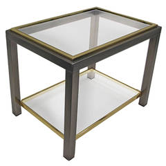 1970's Tall Rectangular Gunmetal and Brass Side Table