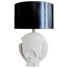 1970's Round Ceramic Sculptural Abstract Table Lamp