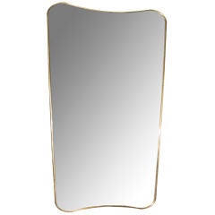 Gio Ponti style Mid-century Italian Brass Frame Mirror