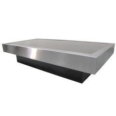 1970
s French Chrome and Black Glass Coffee Table