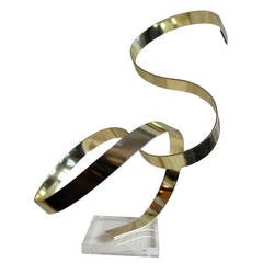Vintage Gold Aluminum Ribbon Sculpture by Dan Murphy