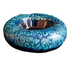 Vintage Vallauris Blue Ceramic Ashtray