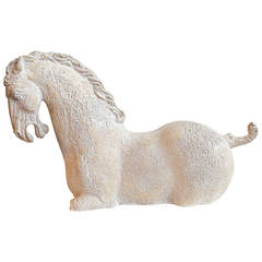 Vintage Terra Cotta Horse Sculpture