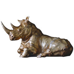 Large Gilded Rhino Object