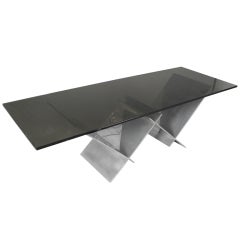 Interlocking Stainless Steel "W" Coffee Table with Glass Top