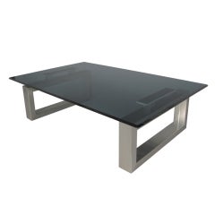 Stainless Steel Open Cube Base with Smoke Glass Top