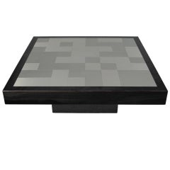 Vintage French Square Coffee Table with Stainless Steel Tile Top