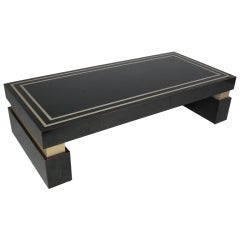 French Low Black Lacquer Rectangular Coffee Table French Low Black Lacquer Rectangular Coffee Table