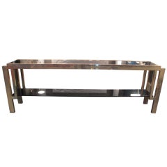 2 Tier Brass and Smoked Glass Console Table