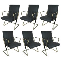Set of Six Brass "Z" Frame Dining Chairs