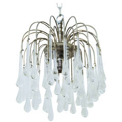 Vintage 1970's White Teardrop Chandelier